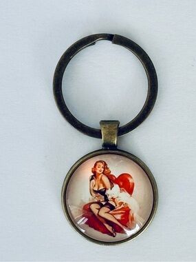 Vintage Pin-Up Girl Keychain, NWT